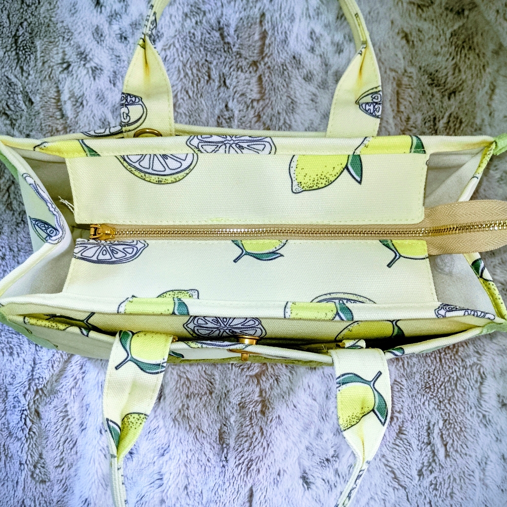 Coach New York Lemon Print Tote Bag - Cream and Green - Picture 6 of 7